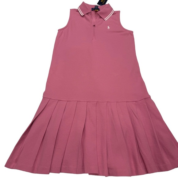 Polo Ralph Lauren Girls Pink Dress Pleated Skirt Zip Top Sz M (8-10) NWT - Picture 2 of 13